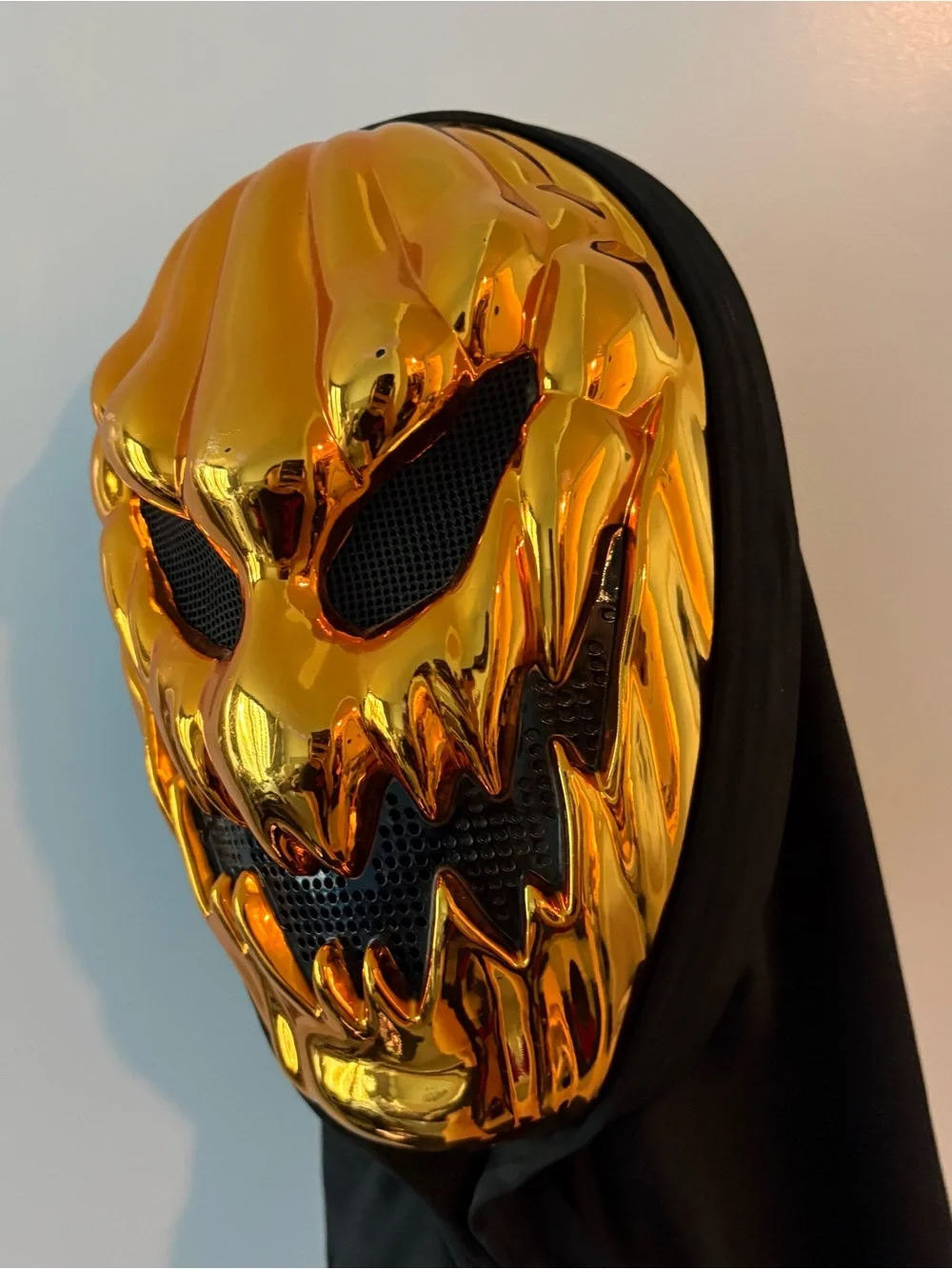 Metallic Gold Halloween Scary Pumpkin Head Mask